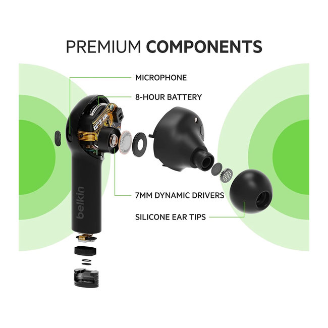 Belkin True Wireless Headphones Soundform AUC002GlBK