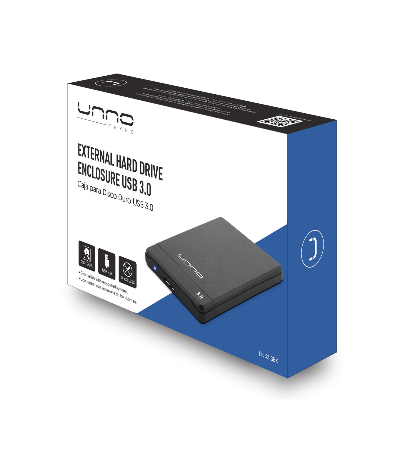 UNNO Hard Drive External Enclosure USB 3.0 EN3213BK Super