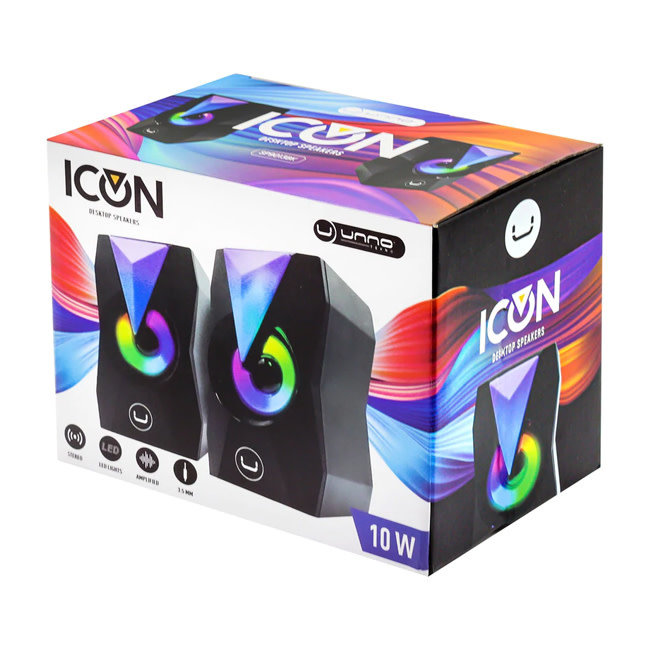 UNNO Desktop Speakers Icon USB 2.0 - Black LED - SP9013BK