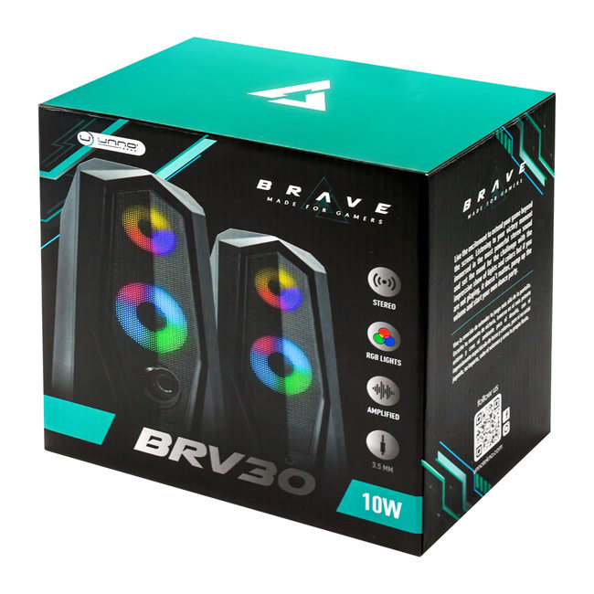 UNNO Desktop Speakers BRV30 Gaming USB 2.0 - Black LED - SP9030BK