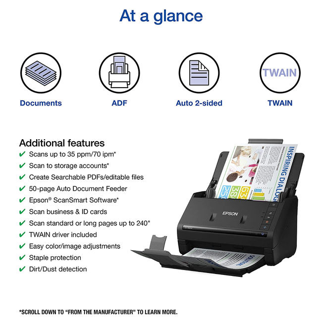Epson Workforce ES-400II Document Scanner Duplex