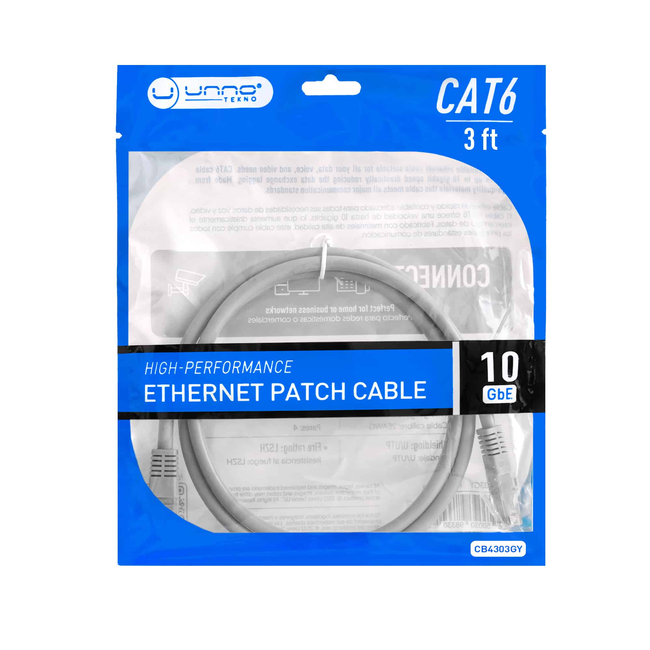 UNNO Cable Cat6 Ethernet Patch Cord 3ft CB4303GY
