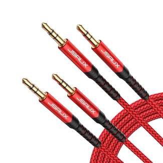 JSAUX Jsaux 3.5mm to 3.5 Auxiliary Cable 1.8m  2-Pack Red Braided