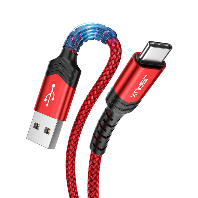 Jsaux USB-C to USB-A Cable M/M 1M Red Braided