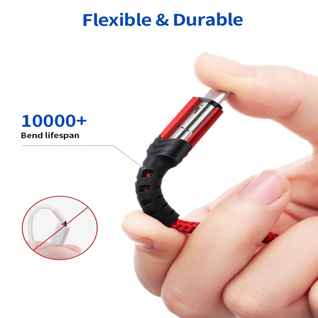 Jsaux USB-C to USB-A Cable M/M 1M Red Braided