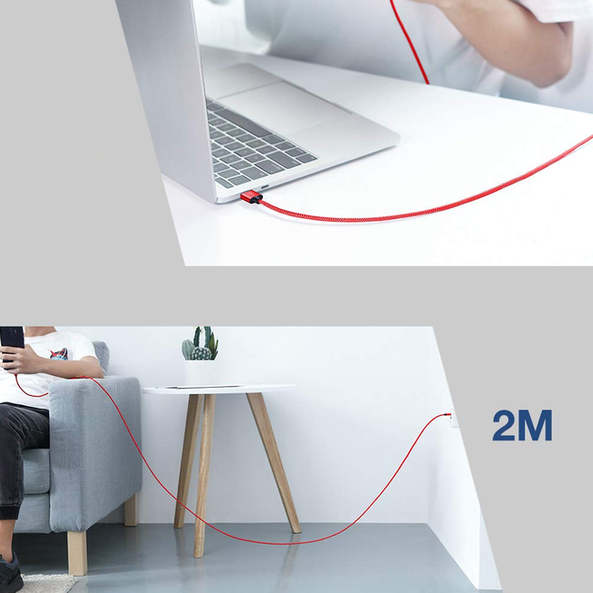 Jsaux USB-C to USB-A Cable M/M 2M Red Braided