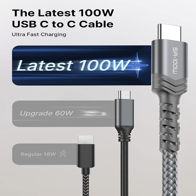 Jsaux USB-C to USB-C Cable M/M Black 2M Braided