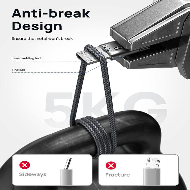 Jsaux USB A to Micro USB M/M Cable 2M Grey Braided