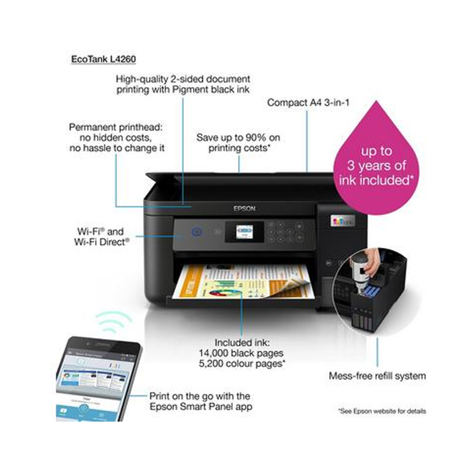 Epson L4260 EcoTank Multifunction Auto Duplex-Printer / Scanner Copier