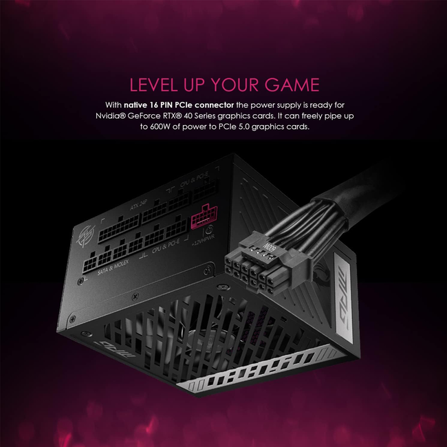 MSI 850W Power Supply 80 Plus Gold MPG A850G PCIE5