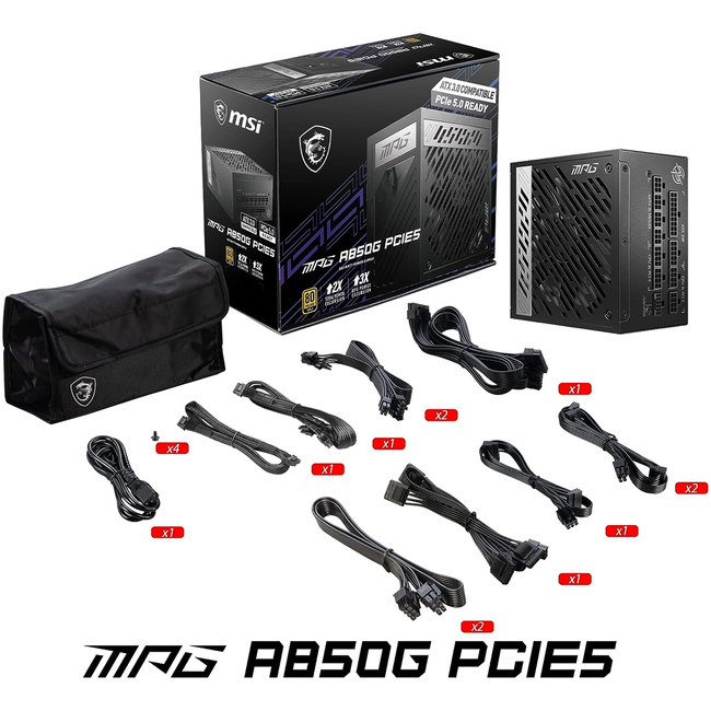 MSI 850W Power Supply 80 Plus Gold MPG A850G PCIE5