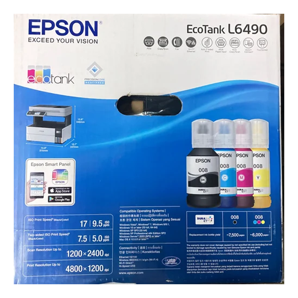 EPSON L6490 EcoTank Full Duplex Print Scan Copy WiFi Water Proof Ink
