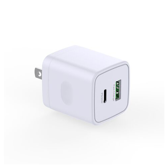 Jsaux QC24-30W Dual Port Wall Charger USB-A & C White