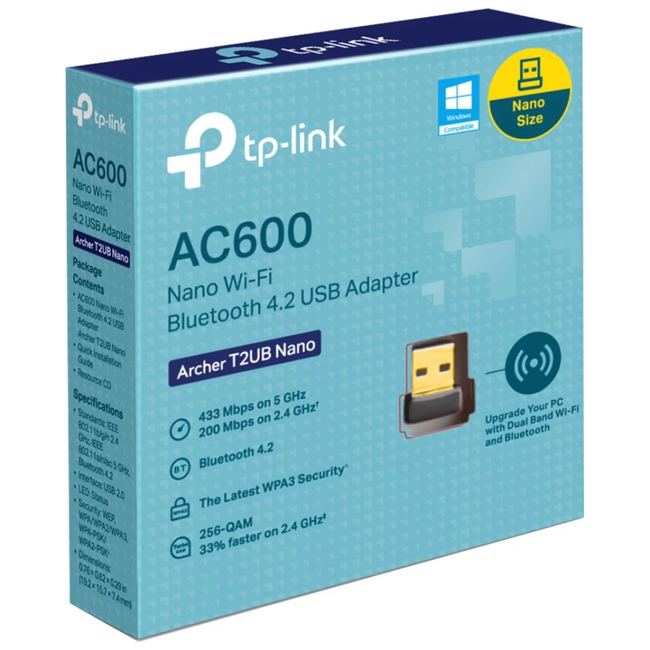 TP-Link AC600 Nano Wi-Fi Bluetooth 4.2 USB Adapter Archer T2UB Nano