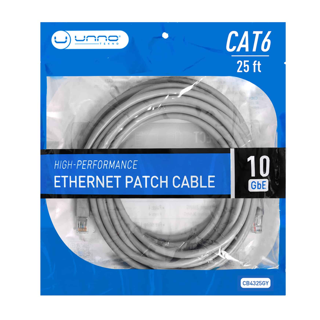 UNNO Cable Cat6 Ethernet Patch Cord 25ft - CB4325GY