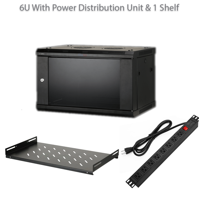 DAHUA 6U Network Wall Mounted Cabinet With 1 Shelf, 1 x PDU