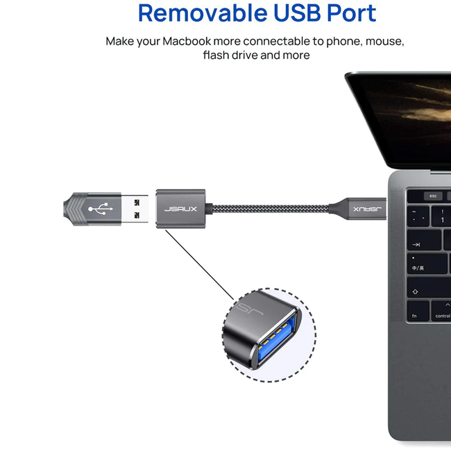 Jsaux USB 3.0 (Female) to USB-C (Male) Adapter Grey
