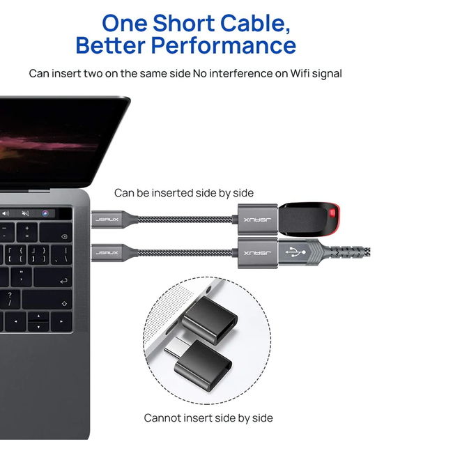 Jsaux USB 3.0 (Female) to USB-C (Male) Adapter Grey