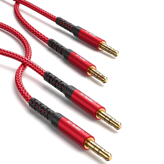 JSAUX Jsaux Audio Red Cable 3.5mm to 3.5mm Male 1.2M 2-Pack Braided