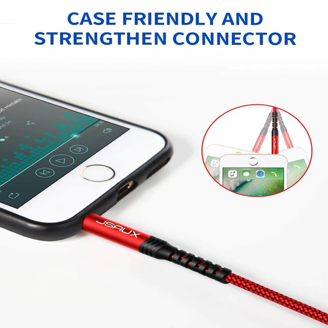 Jsaux Audio Red Cable 3.5mm to 3.5mm Male 1.2M 2-Pack Braided
