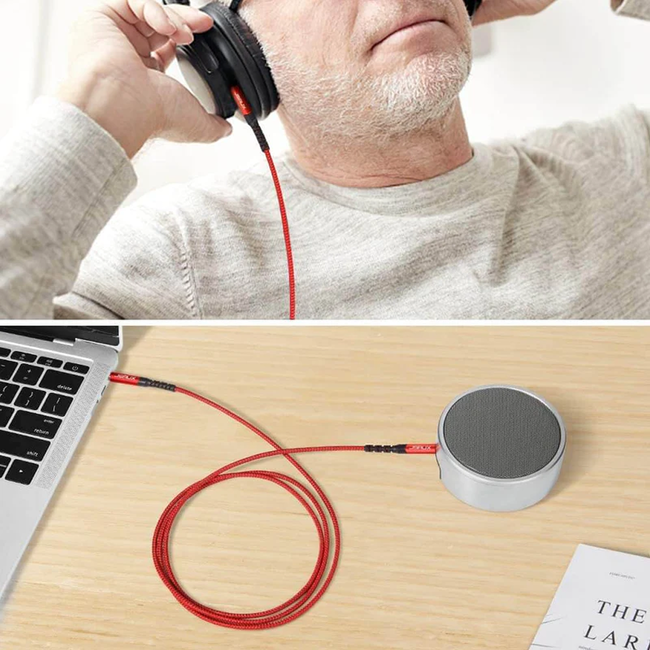 Jsaux Audio Red Cable 3.5mm to 3.5mm Male 1.2M 2-Pack Braided