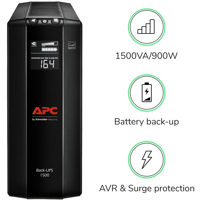 APC 1500VA UPS 10 Outlets, AVR, LCD BX1500M-LM60
