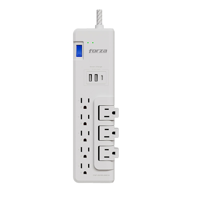 Forza 8 Outlet Surge Protector 2-USB FSP-821RUSBCW