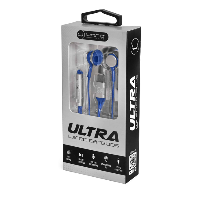 UNNO Earbuds Ultra Type C with MIC - Blue - HS7005BL