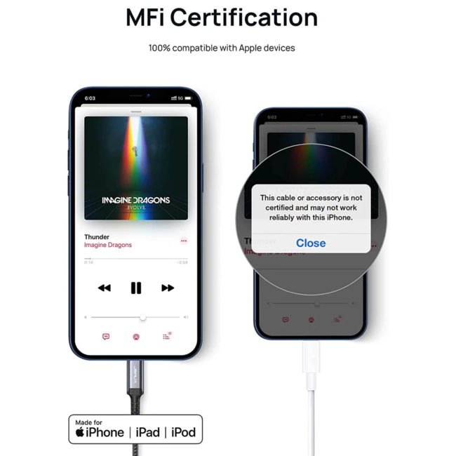 JSAUX Audio Cable Lightning to 3.5mm Female Grey CL0053