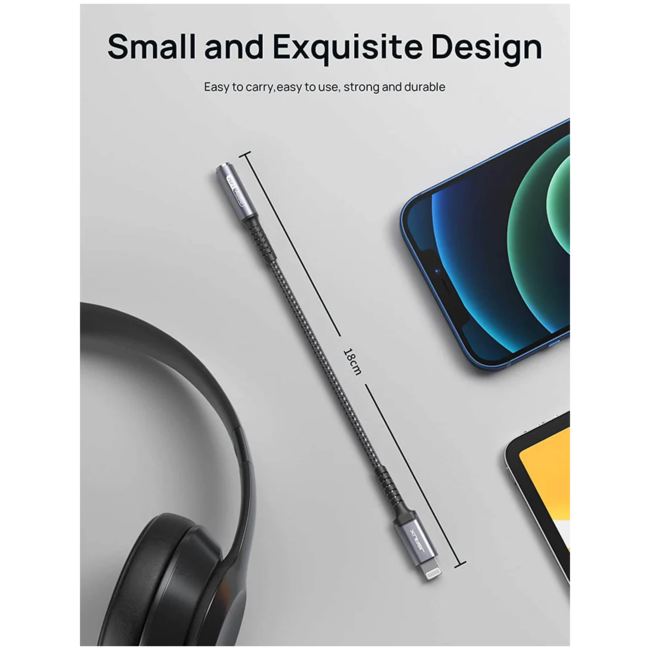 JSAUX Audio Cable Lightning to 3.5mm Female Grey CL0053