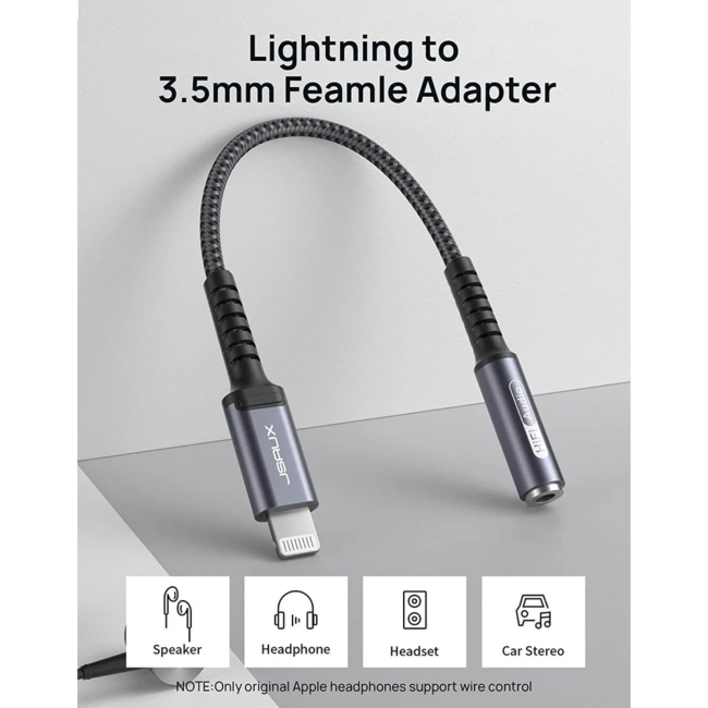 JSAUX Audio Cable Lightning to 3.5mm Female Grey CL0053