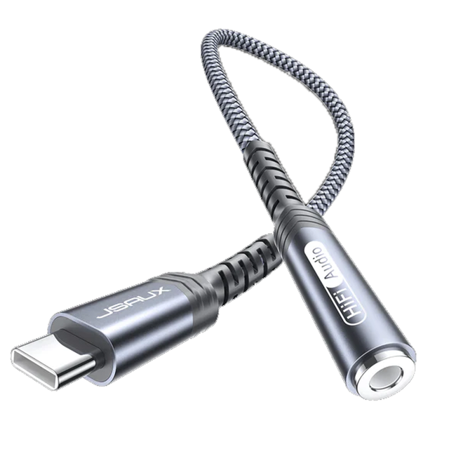 Jsaux Audio Cable USB-C to 3.5mm Female Grey Braided