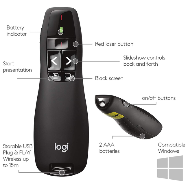 Logitech R400 Wireless Presenter With Laser Pointer