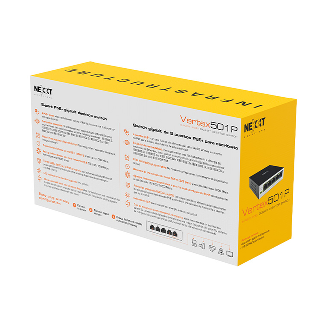 Nexxt Vertex501P 5 Port POE+ Gigabit Switch 60W NSW-V501P