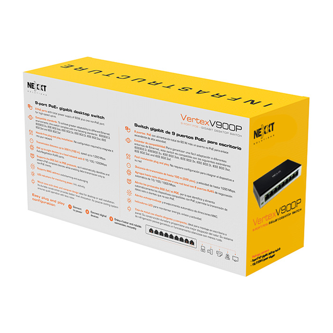 Nexxt VertexV900P 9 Port POE+ Gigabit Switch 120W NSW-V900P