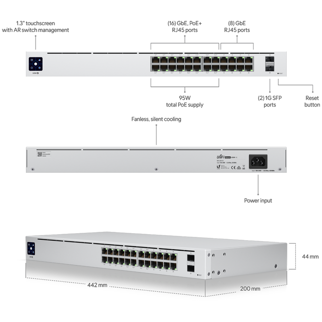 Ubiquiti UniFi 24-Port Gigabit PoE+ Compliant Managed Switch with SFP