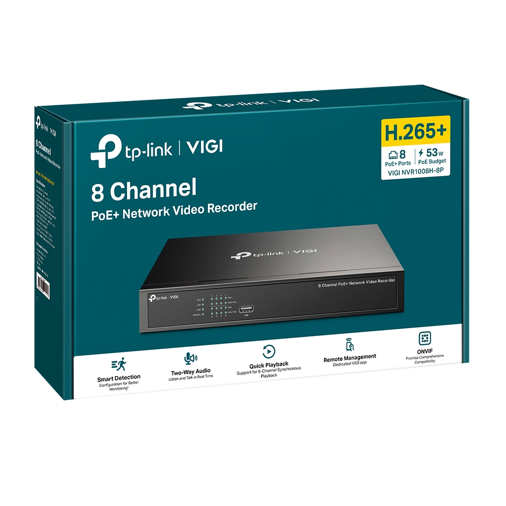 TP-Link VIGI NVR1008H-8P(UN) 8 Channel PoE Network Video Recorder ...