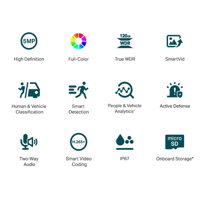 TP-Link VIGI C250(2.8mm)(UN) 5MP Full-Color Dome Network Camera Mic