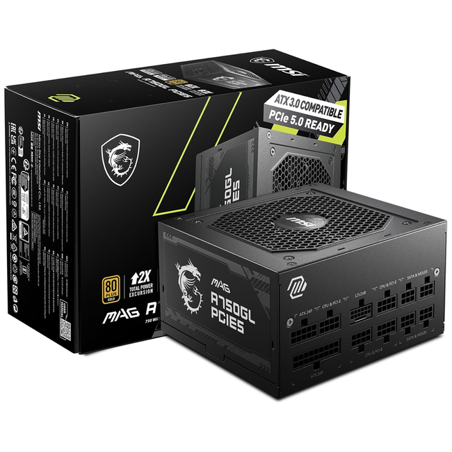 MSI 750W MAG Full Modular Power Supply 80 Plus Gold A750GL