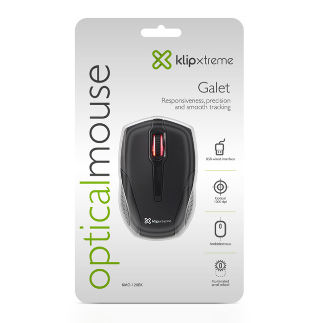 Klipx USB Optical Mouse Galet KMO-120BK
