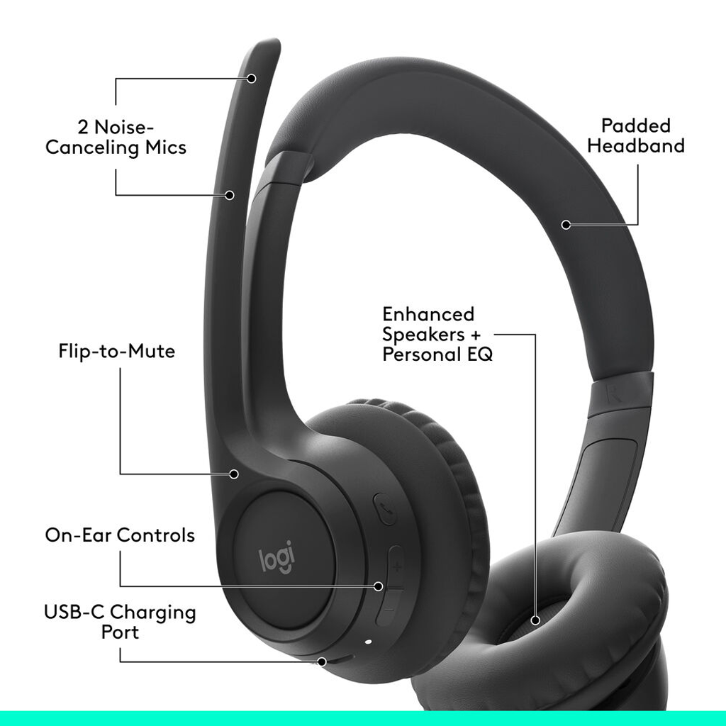 Logitech zone 300 wireless dual noise cancelling headset w mic super