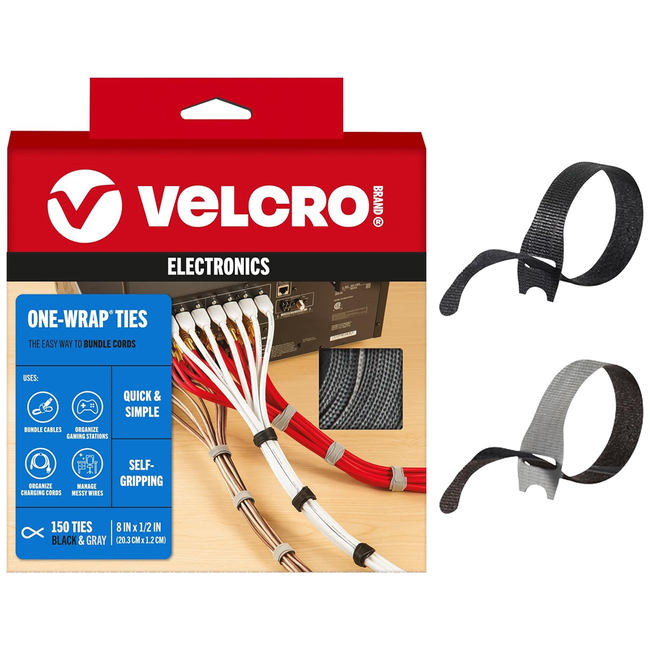 VELCRO Brand 150pk Cable Ties Value Pack 8in