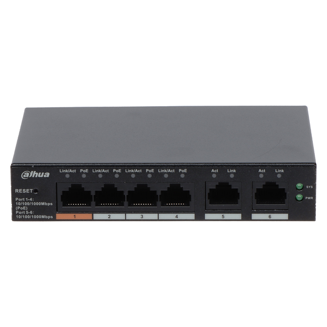 Dahua 6-Port Cloud Managed Desktop Gigabit Switch 4-Port PoE 60W