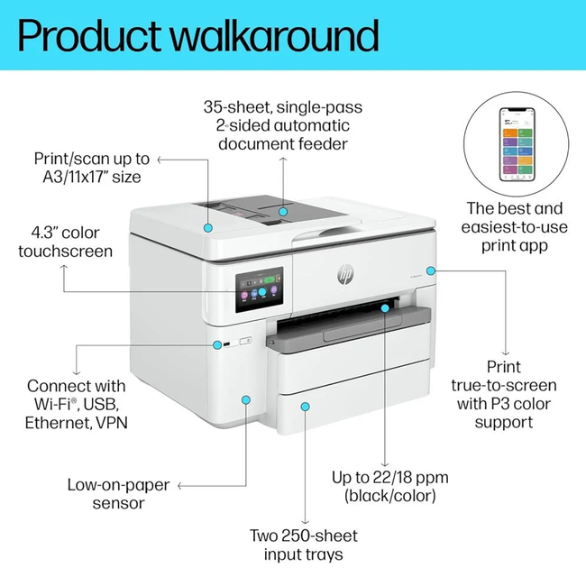 HP OfficeJet Pro 9730 Wide Format AIO Printer