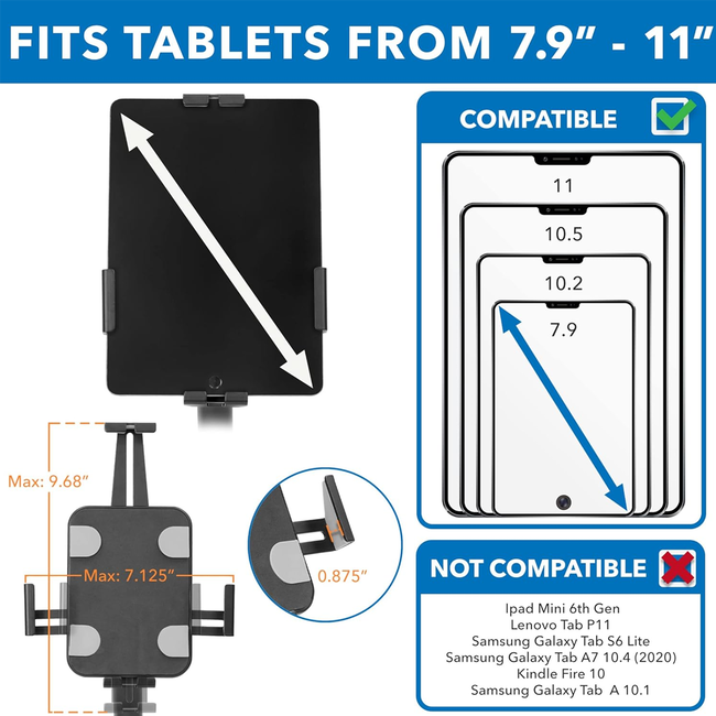 Anti-Theft Tablet Countertop Stand Universal Fit 7.9" to 11"