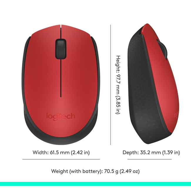 Logitech M170 Wireless Mouse Red 910-004941