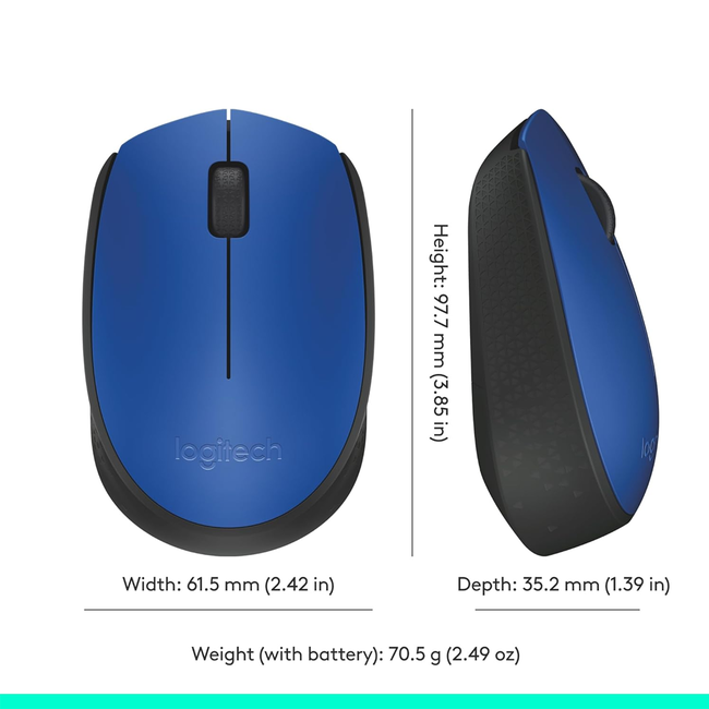 Logitech M170 Wireless Mouse Blue 910-004800