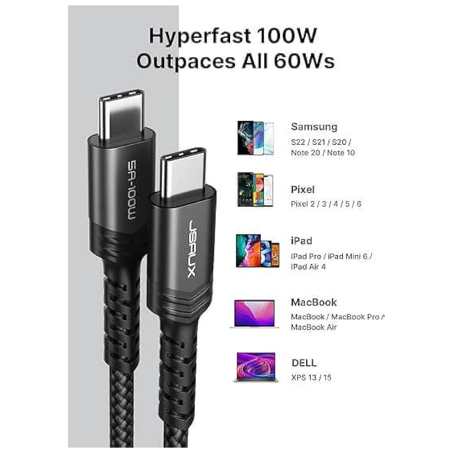 Jsaux USB-C to USB-C 5A 100W Cable CC0020