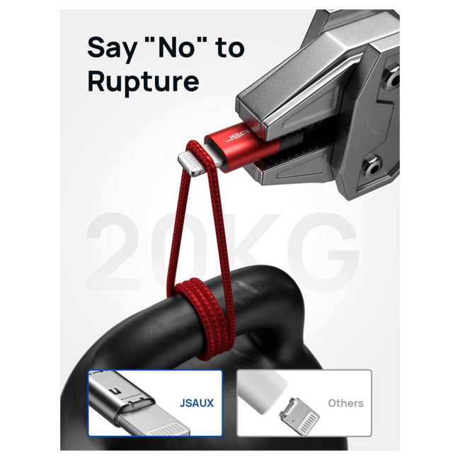 Jsaux USB-A to Lightning M/M Cable 1.8M Red Braided