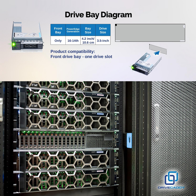 3.5" Hard Drive Caddy with 2.5" to 3.5" HDD Adapter for Dell Servers